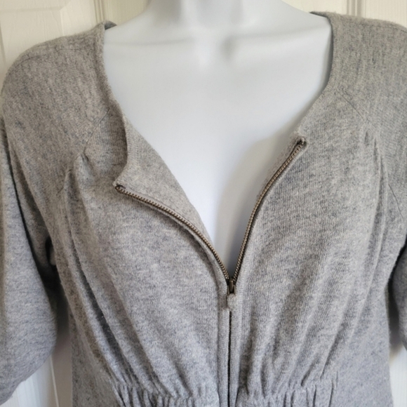 Anthropologie Moth gray zip up cinched waist lightweight sweater small - Picture 5 of 16